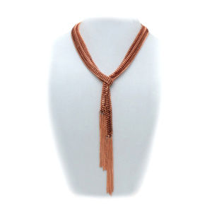 60" Copper Chain &Thread Scarf Necklace